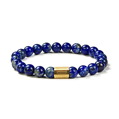 Morchic 8mm Genuine Gemstone Stretch Bracelet for Women Men Unisex, Natural Energy Crystal Stone Beads, Classic Simple Design Cuff Birthday Gift 7.5 Inch - color: Lapis Lazuli