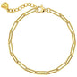 WEARON Gold Bracelet for Women 14K Gold Plated Snake Herringbone Figaro Cuban Bead Paperclip Cable Box Chain Simple Jewelry - style: Paperclip Chain 3.7mm