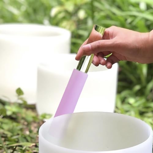 4 Pcs Singing Bowl Mallet Set Includes Solid and Hollow Acrylic Silicone Rubber Striker Mallet for Playing Quartz Crystal Singing Bowls with Bundle Pocket(PurpleGreen) - color: PurpleGreen
