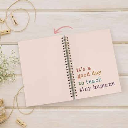 Teacher Notebook, Teacher Gifts for Women, Teacher Appreciation Gifts, Thank You Teacher Gifts, Teacher Desk Supplies, It's a Good Day to Teach Tiny Humans Teacher Spiral Notebook 5.5x8.3 Inch - color: Teach Tiny - White