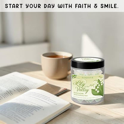 Positive Lily of the Valley Jar with 60 Double-Sided Bible Verse Cards, Mothers Day Gifts For Mom From Daughter, Christian Gifts For Women - style: Positive lily of the valley