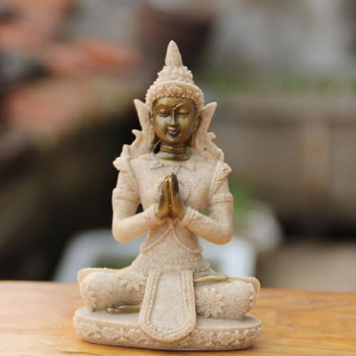 Ornament Sculpture Sit in Meditation Decor Vintage Statue Decoration Ornament for Living Room Bedroom Office Home Feng Shui Sculptural