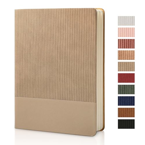 Lined Journal Notebook for Work College Ruled Notebook 5.79" x 8.27" A5 PU Leather Daily Journaling Notebook 216 Pages for Women Men Daily Writing Business School Travel Gift (Khaki) - color: 01-Khaki-1pack, style: A5 Lined 216pages