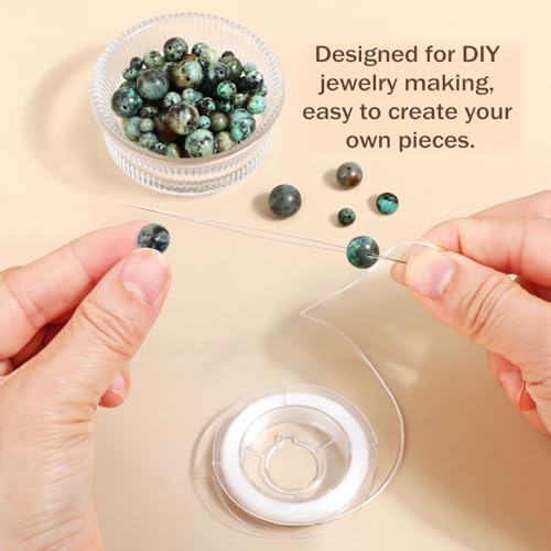 AD Beads 8mm Natural Round Loose Beads 110 Pieces, for Making 108 Mala Prayer Beads Necklace, Bracelet & Yoga Meditation, Jewelry Design (African Turquoise) - color: African Turquoise, size: 8mm-110pcs