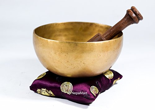 Royal Kurta 5"" Singing Bowl Set with Mallet & Silk Cushion For Meditation, Chakra Healing, Prayer,Yoga, and Mindfulness, Hand beaten, SINGING-NEW-109