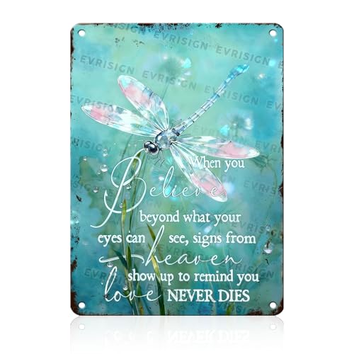 Dragonfly Motivational Metal Tin Sign When You Believe Beyond What Your Eyes Can See For Motivational Decor Lovers Office Home Patio Porch Wall Art Inspirational Decor 12x16inch - color: Dragonfly Motivational, size: 30X40cm(12x16inch)