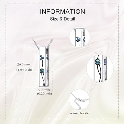Cremation Urn Necklaces for Ashes Sterling Silver 3D Vertical Bar Memorial Pendant for Loved Ones Keepsake Cremation Jewelry Gifts for Women Men - style: Clover