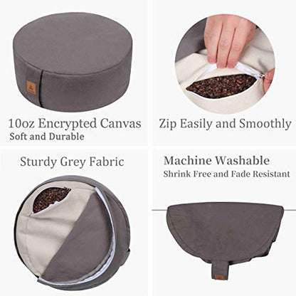 Zafu Buckwheat Meditation Cushion,D=13"/16" H=5.5",Round Zabuton Meditation Pillow,Yoga Bolster Kneeling Pillow Premium Yoga Pillow for Sitting on Floor Zippered Cotton Cover