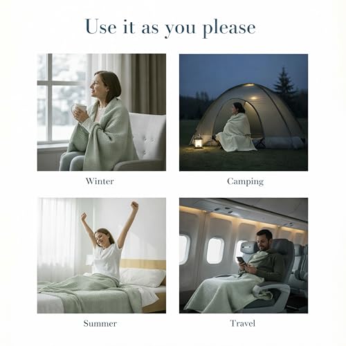 Salt Earth 100% Cotton Waffle Blanket, Twin Size 68"x92" – Lightweight All Season Throw Blanket for Couch, Bed & Bedroom, Soft Modern Cozy Cotton Blanket (Sea Foam) - color: Sea Foam, size: Twin