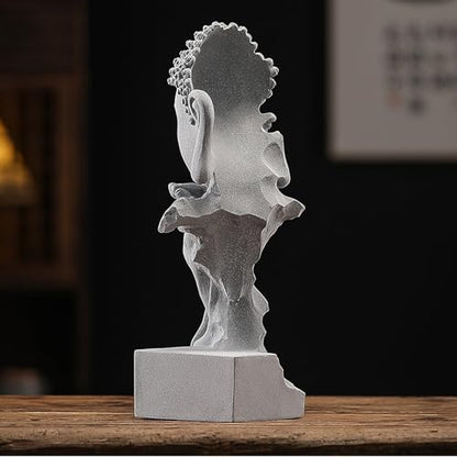 AETVRNI Shh, Please Keep Quiet-Sakyamuni Buddha Statue, Sandstone Zen Statues Meditation Decor, Buddha Figurines for Relaxation Peaceful Home Accents Spiritual Decor,L - size: Large