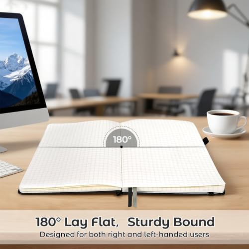 Graph Paper Notebook, 7 Pack Hardcover Notebook, Grid Notebook Journal for Women, Men, Large Leather Journals for Writing, Thick Paper, A5 Notebooks for Work, School Supplies, Engineering, 5.7"x8.5" - style: Graph