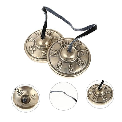 SECFOU Buddhist Religious Supplies Handmade Cymbals Bell for Meditation Healing