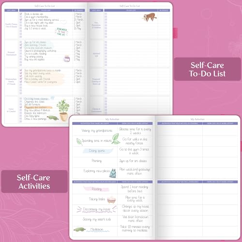 Legend Self-Care Journal – Guided Daily Reflection Notebook for Mental & Physical Health – Mood & Personal Development – 3-Month, 7x10” (Violet Blossom) - color: Violet Blossom - Gold foil