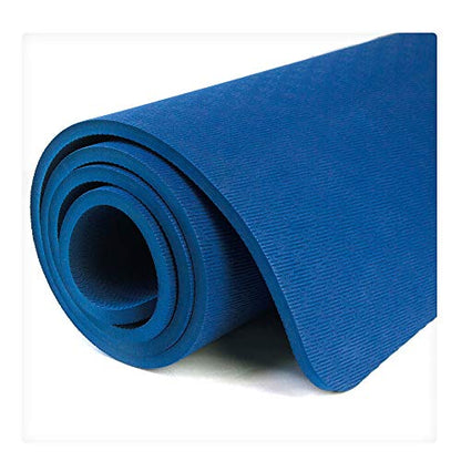 Hatha Yoga Extra Thick TPE Yoga Mat - 72"x 32" Thickness 1/2 Inch -Eco Friendly SGS Certified - With High Density Anti-Tear Exercise Bolster For Home Gym Travel & Floor Outside - color: Blue