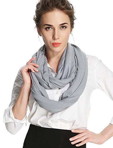 corciova Black Soft Girl Women Infinity Wrap Scarf Stretchy Jersey Knit Sleep Head Circle Scarf Continuous Loop Light Weight - color: 106 Light Grey