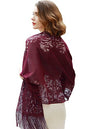 RIIQIICHY Shawls and Wraps for Evening Dresses Scarfs for Women Pashmina Wedding Formal Shawl - color: Burgundy-2