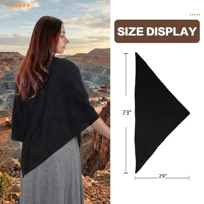 Cashmere Blend Shawl Wraps for Women,Cashmere Poncho Pashmina for Women Travel Scarf for All-Season with Gift Box - color: Black