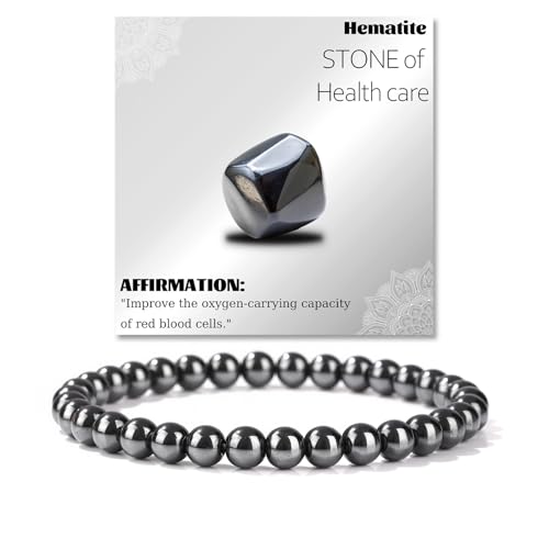 Crystal Beaded Bracelets for Women 4mm Clear Quartz Bead Handmade Gemstone Stretch Elastic Bracelet Natural Stone Crystal Healing Reiki Spiritual Jewelry Gifts - color: Hematite, size: 6mm