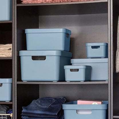 Sunware Sigma Home Storage Box, 32 Litre, Blue Grey