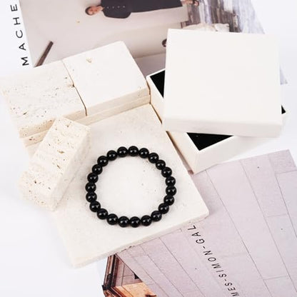 Natural Energy Healing Stone Charm Bracelet 8mm Natural Energy Healing Lava Rock Bracelet - Unisex - color: ZLY-Black Cat Eyes