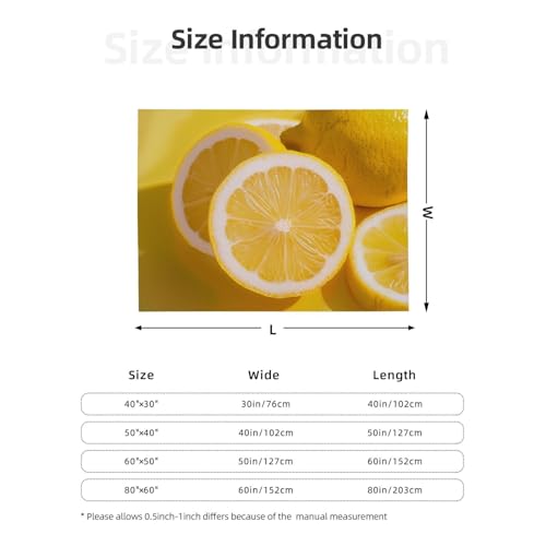Flannel Throw Blanket 40x30 Inch, Yellow Lemon Prints Anti-Pilling Warm Fuzzy Blankets for Bed Sofa Couch Travel - color: Yellow Lemon, size: 40x30 Inch