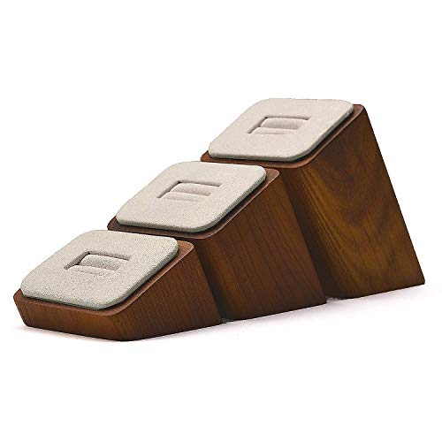Oirlv 3 PCS Wood Ring Display Stand Showcase Jewelry Display Stand Ring Organizer Holder (Creamy-White) - color: Creamy-white