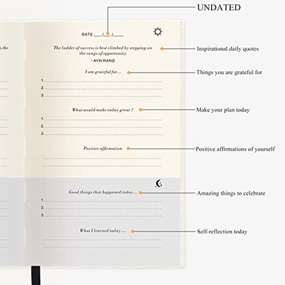 The Gratitude Journal for More Happiness, Optimism, Affirmation & Reflection - An Effective Manifestation Guide Journal, Undated Daily Journals for Women & Men (Beige) - color: Beige