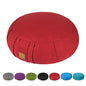 Round Zafu Meditation Cushion, D=15" H=5.5" Zabuton Meditation Pillow, Yoga Bolster/Pillow, Floor seat, Zippered Organic Cotton Cover, Natural Buckwheat, Kneeling Pillow - color: Wine Red