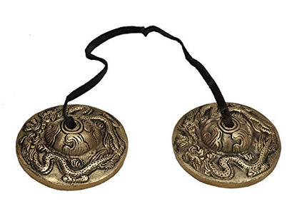 Tibetan Yoga Meditation Cymbals Bell - Dragon Embossed