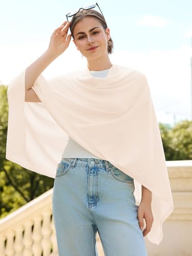 Lacretazhi Women'S Shawl Wraps Poncho Sweater Lightweight Knit Scarf With Buttons Versatile Cape Cardigan Spring Summer Fall - color: Beige Pink