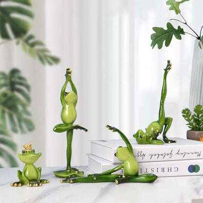 Yoga Frog Resin Sculpture - Zen Meditation Decor Figurine, TV Cabinet & Bookshelf Showpiece, Unique Housewarming Birthday Gift Mindfulness Inspired Collectible Statue (Tree Pose Yoga) - color: Tree Pose Yoga
