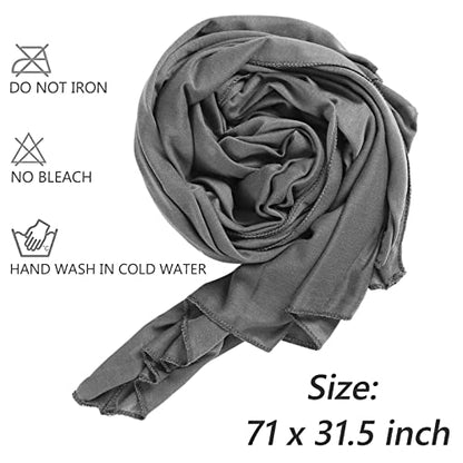XTREND 1 Piece Stretch Head Wrap Jersey Turban Long Hair Scarf Soft Fashion Headband Solid Color Breathable African Knit Head Scarves Turban Tie for Women (Dark Gray) - color: Z1 Dark Gray