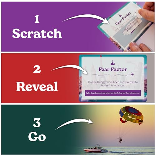 50 Scratch-Off Travel Challenge Cards - Unique Travel Gift for Women, Men, Couples & Travelers - Instant Adventure Ideas & Prompts for Trips or Hometown