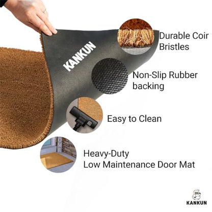 Coco Coir Door Mat with Heavy Duty Backing, Welcome Doormat (17" x 30"), Doormat Entrance (Welcome2-1Pack) - color: Welcome2 - 1pack