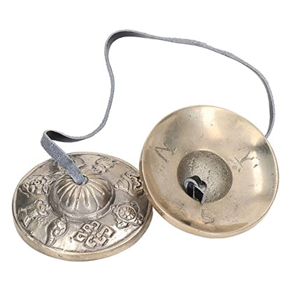 Tibetan Tingsha Meditation Bell, Small Pure Copper Double Chime, Handmade Nepalese Sound Healing Instrument for Yoga, Energy Clearing and Mindfulness Practice