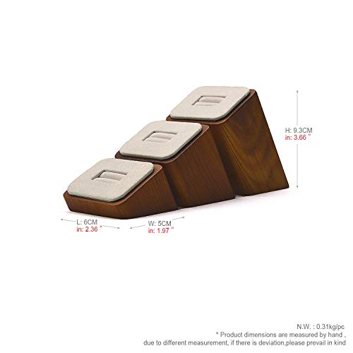 Oirlv 3 PCS Wood Ring Display Stand Showcase Jewelry Display Stand Ring Organizer Holder (Creamy-White) - color: Creamy-white