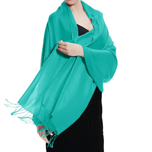 TZ Promise Women Pashmina Shawls and Wraps for Evening Dresses,Soft Large Long Scarf for Wedding,Bride Bridesmaid Gifts - color: Jade Green