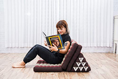 Leewadee 3-Fold Mat XXL with Triangle Cushion – Firm TV Pillow, Foldable Mattress with Cushion Made of Kapok, 67 x 31 inches, Brown Red - color: Sf19 - Red, Brown, size: 3 seating segments XL