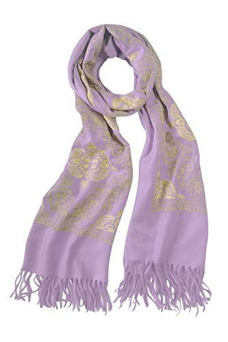 Urban CoCo Women's Embroidered Oversize Tassel Shawl Scarf Wraps for Women - color: #2-lavender