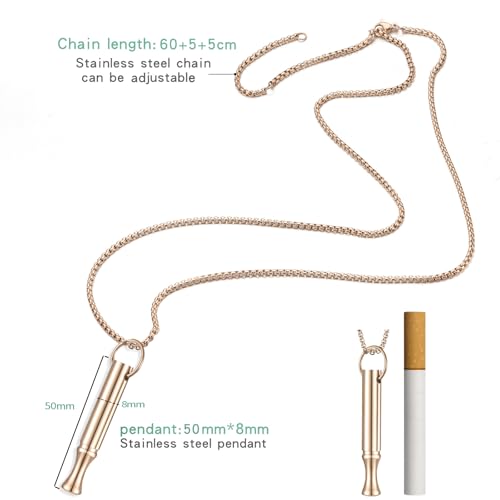 Breathing Necklace for Calm & Focus - Personal Essential Oil Diffuser for Anxiety Relief, Quit Smoking, Yoga and Meditation - Reusable Stainless Steel Pendant for Women Men - color: Rose Gold