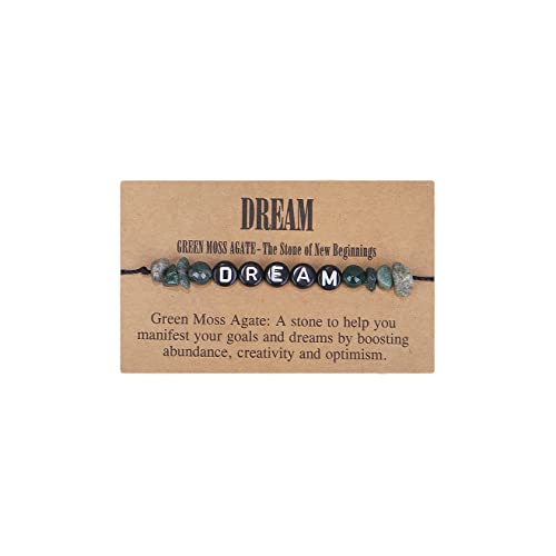 COLORFUL BLING Handmade Healing Chakra Beaded Bracelet with Spiritual Meaningful Card Crystal Natural Stone Strand Bracelet for Women Reiki Yoga Meditation Jewelry Protection Gifts - color: dream