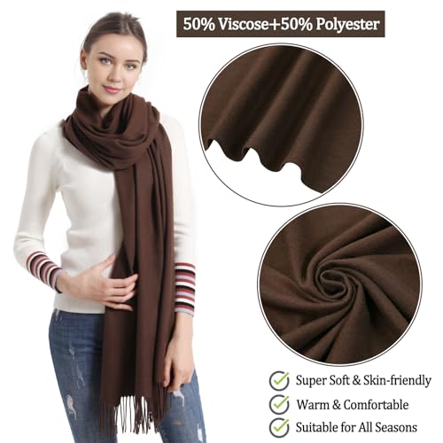 Pashmina Scarf and Shawl - Soft Women Pashminas Wrap for Wedding Evening Party dresses - color: I#. Coffee