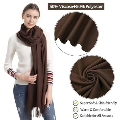 Pashmina Scarf and Shawl - Soft Women Pashminas Wrap for Wedding Evening Party dresses - color: I#. Coffee