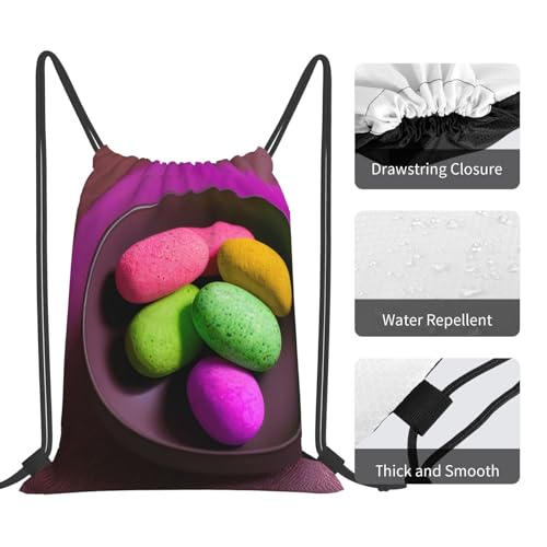 Gym Yoga Meditation Print Drawstring Bag - Lightweight Nylon Sport Sackpack for Travel, Yoga, Dance, Hiking, Basketball, and More