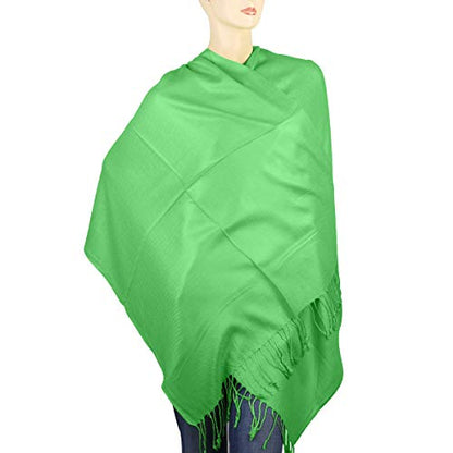 Falari Women's Soft Solid Color Pashmina Shawl Wrap Scarf, for Wedding, Bridesmaid Gifts, Evening Dress - color: Spring Apple Green