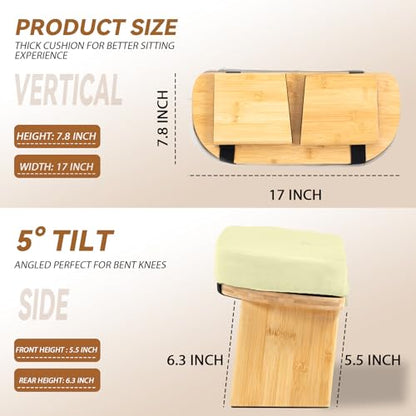 Meditation Bench, Bamboo Meditation Stool, Folding Kneeling Meditation Bench, Seiza Prayer Bench, Prayer Bench with Meditation Cushion, Kneeling Stool(Beige-Bag) - color: Beige-bag