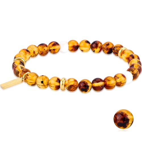 Natural Garnet Crystal Bracelet for Women & Men – Handmade Gemstone Beaded Stretch Bracelet, Polished Red Garnet Jewelry Gift, Root Chakra Stone for Confidence & Courage - color: Sacral Chakra – Amber Serenade bracelet
