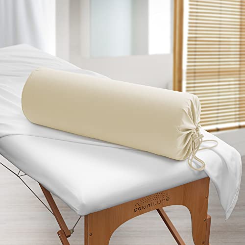 Saloniture Microfiber Cylinder Pillow Case Cover for Massage Table Bolsters - 30 x 9 Inch with Drawstring Closure, Natural - color: Natural