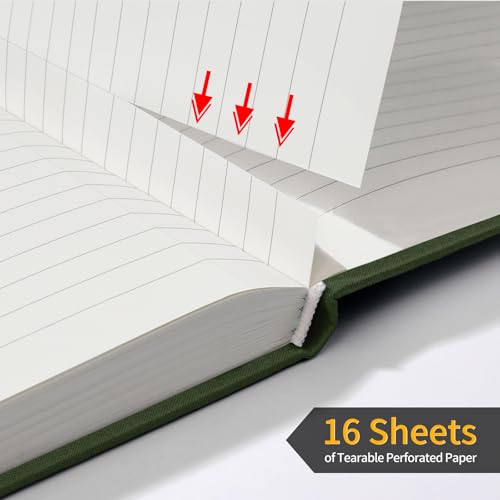 Annecy Lined Journal Notebook, Hardcover Leather Journal for Women & Men, 160 Numbered Pages, Medium 5.5" x 8.25", 100 GSM Thick Paper, Deep Green - color: Green, style: Lined