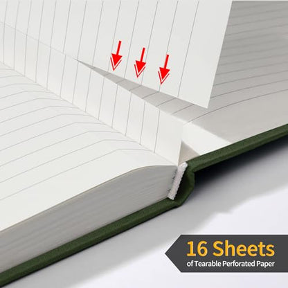 Annecy Lined Journal Notebook, Hardcover Leather Journal for Women & Men, 160 Numbered Pages, Medium 5.5" x 8.25", 100 GSM Thick Paper, Deep Green - color: Green, style: Lined